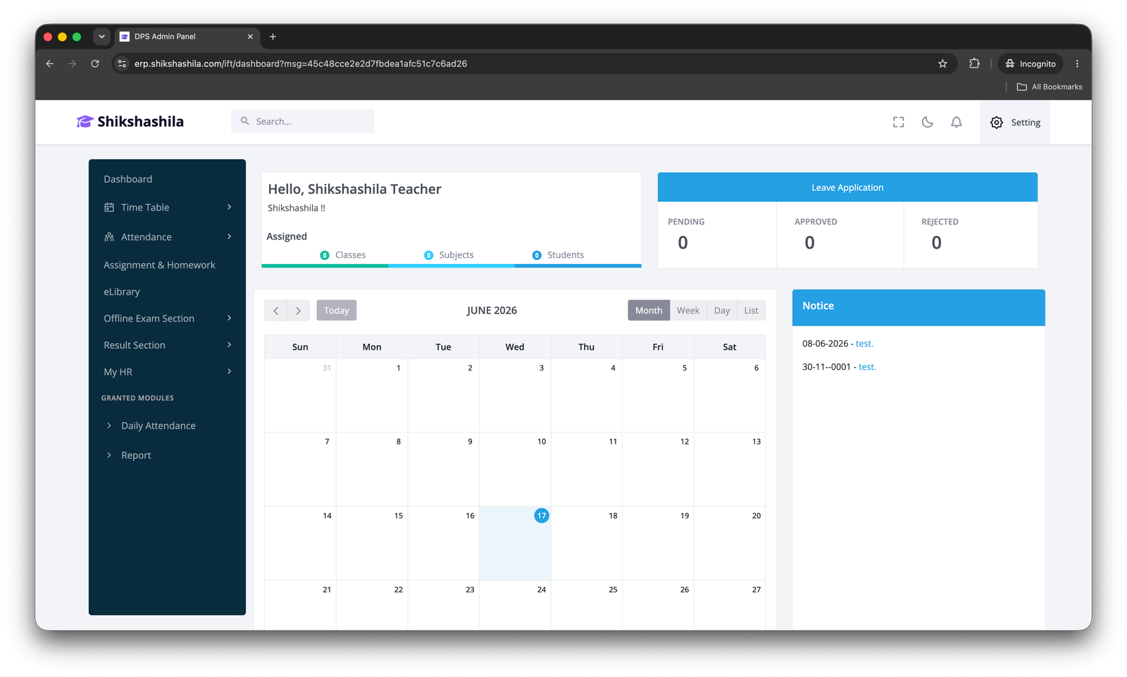 Teacher Dashboard